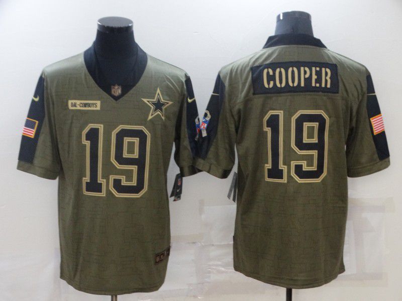 Men Dallas Cowboys #19 Cooper green Nike Olive Salute To Service Limited NFL Jersey